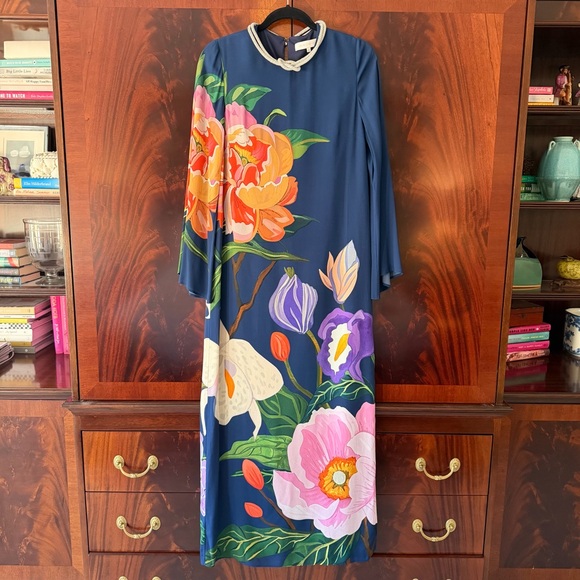 BORGO DE NOR Capucine Embellished Floral-Print Crepe de Chine Maxi Dress - Picture 6 of 16